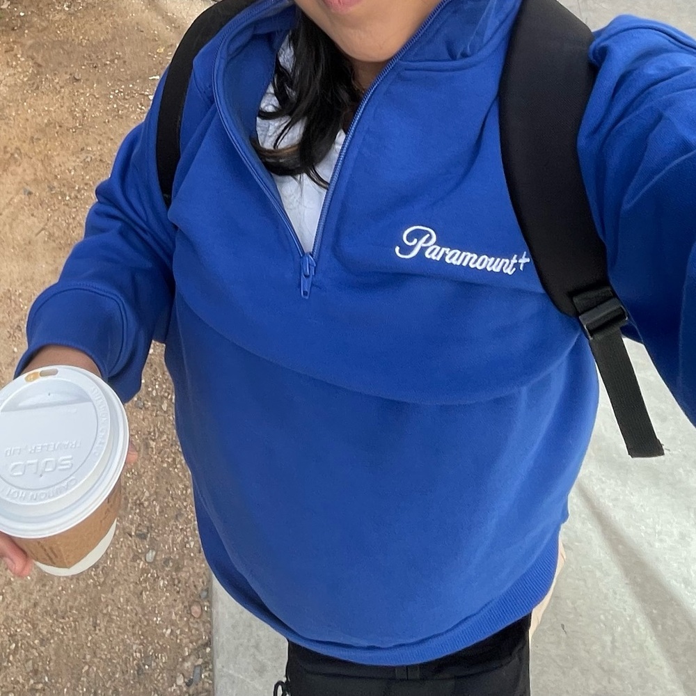 Paramount Plus Embroidered Quarter Zipper Pullove… - image 1
